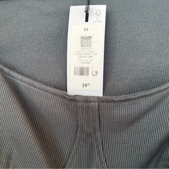 Dynamite Long Sleeve Ribbed Corset Top - size medium - Picture 5 of 5